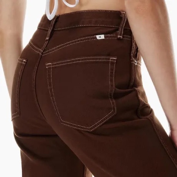 Aritzia - Sunday Best Brown High-Rise Straight Leg Jeans / Pants - Size 2 - Picture 4 of 8